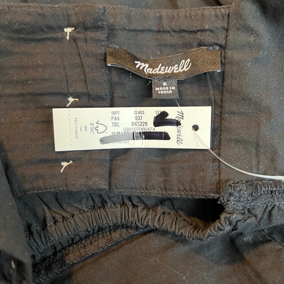 Madewell Poplin Cutout-Back Empire Midi Dress Sz 6 Black Cotton Cottage Pockets - Picture 3 of 4